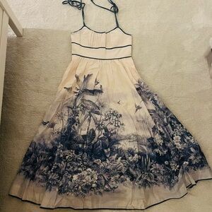 Floral Print Kids Dress - Cream and Blue